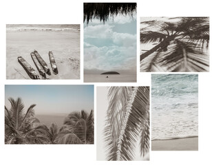 Collage of sea and tropical landscapes, ready-made tourist postcard