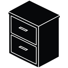 Wooden cabinet with drawers for office storage and organizing files illustration