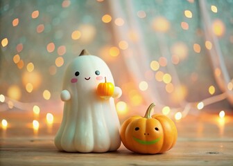 Cute Ghost with Pumpkin: Adorable First Birthday Party Decoration