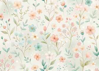 Cute Pastel Flower Doodle Wallpaper: Low Light Watercolor Style Phone Background
