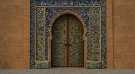 Ornate Moroccan Archway and Intricate Doorway: A Masterpiece of Islamic Architecture