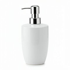 Fototapeta premium Modern White Ceramic Soap Dispenser Against White Background