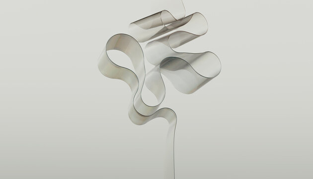 Abstract Linear Mesh Sculpture in Neutral Soft Color Tones.