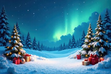 Winter Wonderland Background with Christmas Elements , snowflake, holly