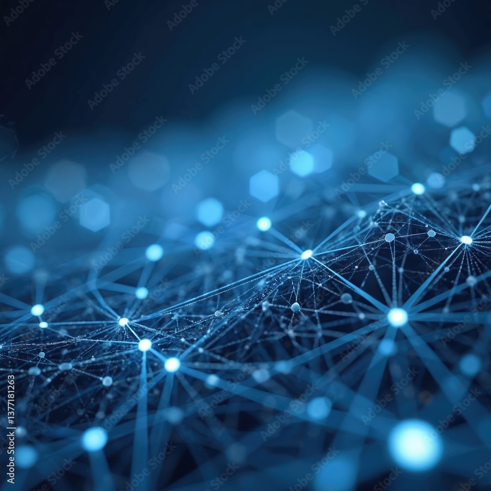 Aufkleber abstract blue polygonal wallpaper design with interconnected nodes, lines. concept digital design wi