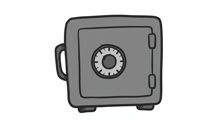 Cartoon Safe Drawing Depicting Security and Financial Protection Concept
