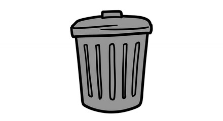 Gray Trash Can with Lid Vector Illustration for Recycling Concepts