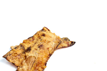 Traditional food called crispy banana is made from sliced ​​bananas coated in flour and then fried until cooked.