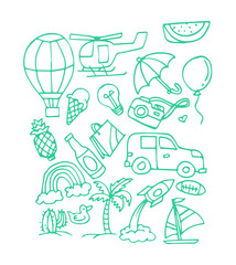 Vector illustration of Doodle cute for kid, Hand drawn set of cute doodles for decoration on white background.