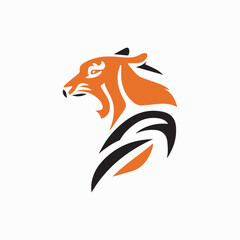 tiger head logo with black and orange color dominance