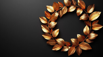 
Elegant gold wreath on isolated background symbolizes luxury, celebration, unity, and timeless beauty. A modern decorative element conveying prestige, warmth, and refined minimalism.

