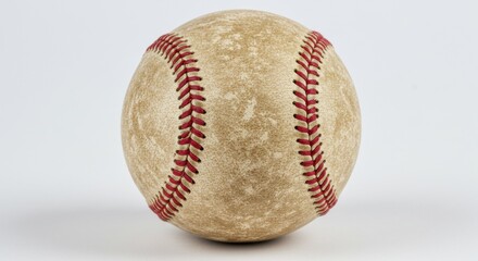 Vintage Baseball Texture: Weathered Leather & Red Stitching