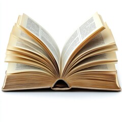 Fototapeta premium Open modern book on a white background showcasing blank pages for education or creative writing purposes