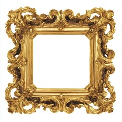 Ornate gold picture frame png with intricate designs for artistic displays and decorative purposes