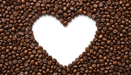 Coffee Beans Shaped Like a Heart on a White Background
