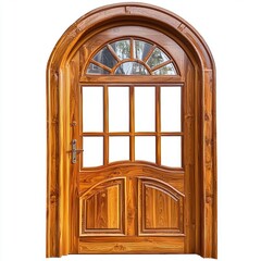 Beautifully crafted pine wood door with elegant glass panels showcasing an exquisite design and texture