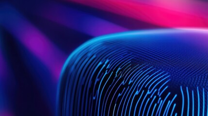 Neon Fingerprint, Abstract Background, Digital Art