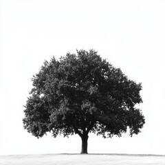 Fototapeta premium Striking silhouette of a tree with roots exposed against a white background symbolizing strength and natural beauty