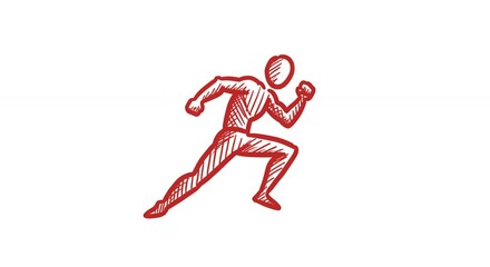 Obraz premium Red Sketch Illustration of Running Figure on White Background