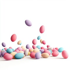 Dynamic studio photography of colorful easter eggs flying through the air capturing the joy of spring celebrations