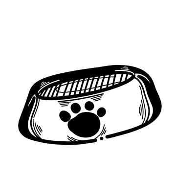 recommend clip art: Dog bowl cartoon line art