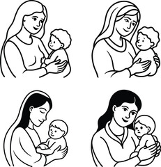 Timeless Motherly Love Heartwarming Moments in Black And White.