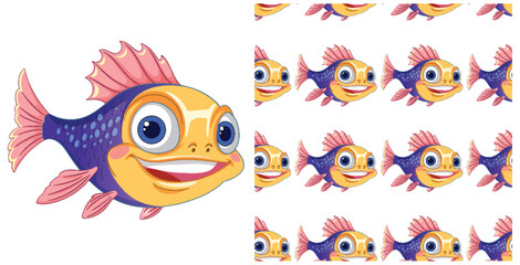 Colorful Fish Seamless Pattern Illustration
