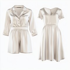 A stylish combination of a white dress and matching white shirt showcasing elegance and modern fashion trends