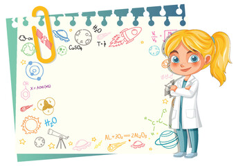 Young Scientist with Chemistry Symbols