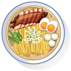 Vector Illustration of Traditional Asian Ramen Bowl