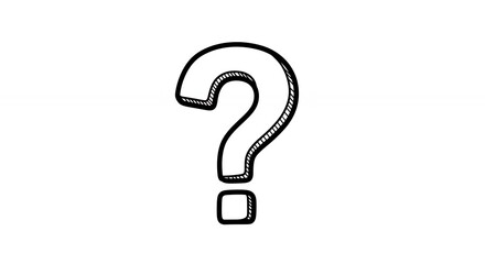 Question Mark Hand Drawn Illustration on White Background with Shadow
