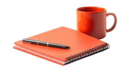 Minimal office supplies set with calculator, ruler, and pen, Transparent background, PNG file,