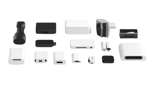 Portable projectors, small and compact designs, Transparent background, PNG file,