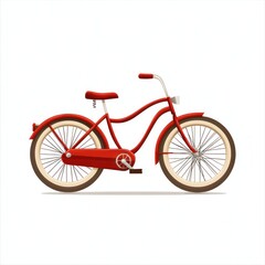 Fototapeta premium Vintage Red Bicycle Illustration on White Background Ideal for Retro Design Projects and Print Media