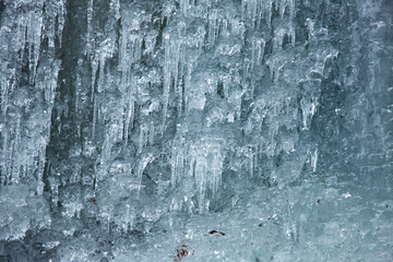 Cascade of ice along the Newport-Claremont Rail Trail.