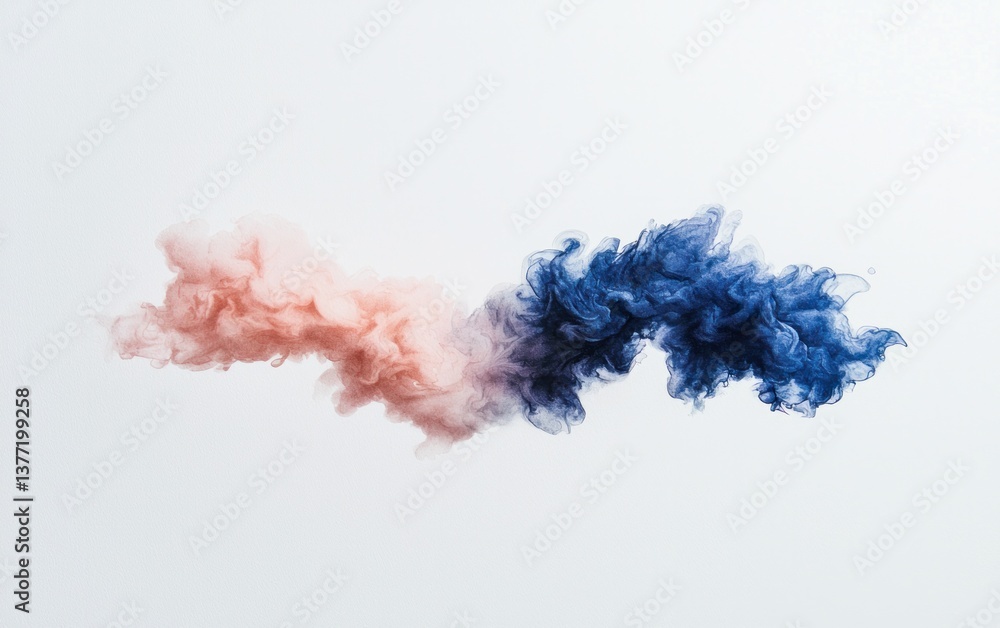 Aufkleber abstract image of pink and blue paint clouds or smoke on a white background. the colors blend togeth