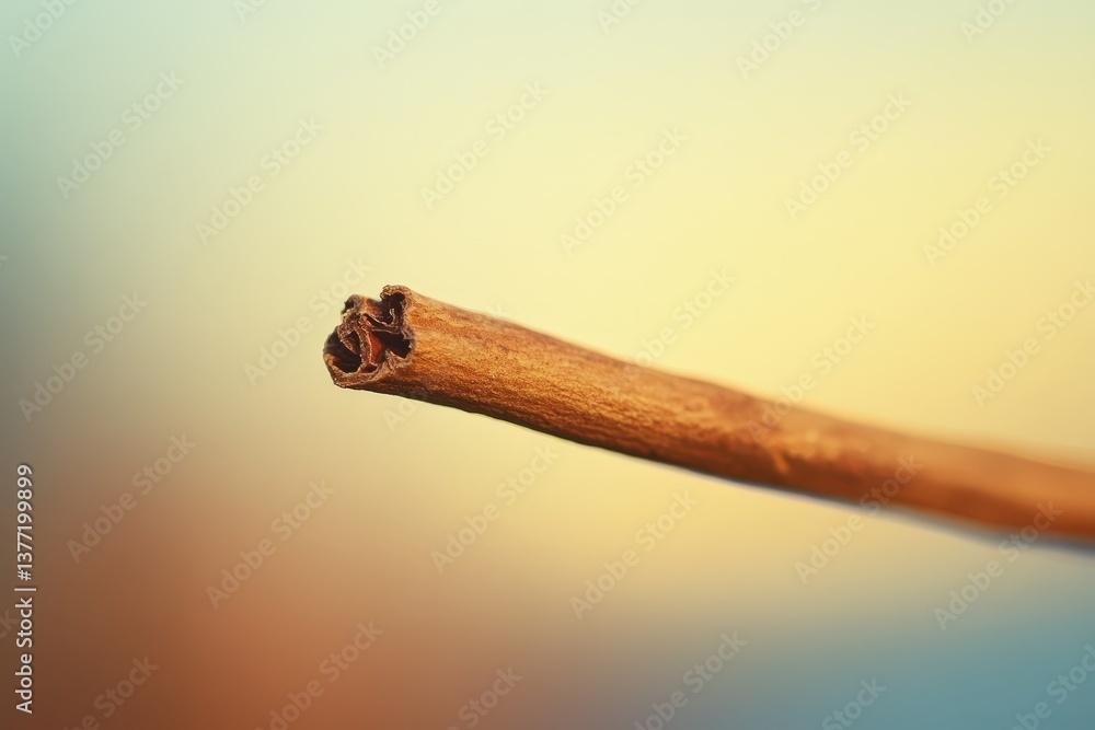 Poster close up view of a single cinnamon stick for display