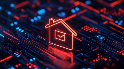 Naklejka premium Sleek smart home interface displaying realtime cybersecurity monitoring