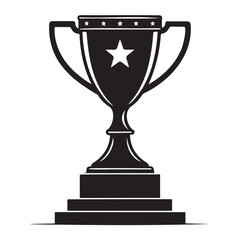Flat Trophy Silhouette Icon Transparent Background Vector for Awards & Achievements