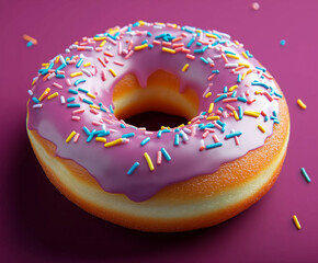 A Glazed berlin donut with pink glaze on top