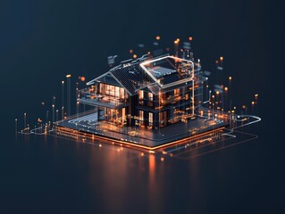 Fototapeta premium Abstract geometric visualization of encrypted smart home data flow