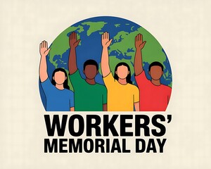 Diverse Workers Celebrating International Workers' Memorial Day