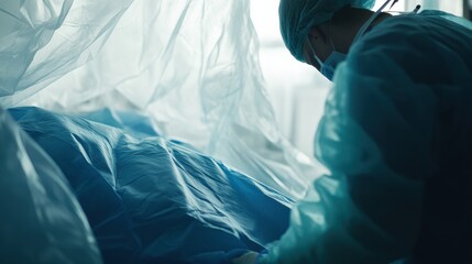 Surgeon Performing a Procedure in a Sterile Operating Room