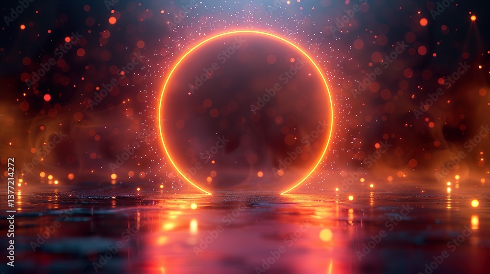 Wall mural 3d rendered abstract technology background features a circular screen