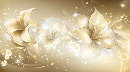 Beautiful golden flowers with sparkling highlights against a soft background
