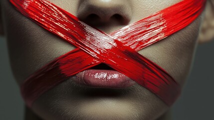 A powerful image symbolizing censorship and the suppression of voices.
