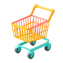 Colorful 3D Render of a Small Shopping Cart Online Shopping Concept E commerce Illustration