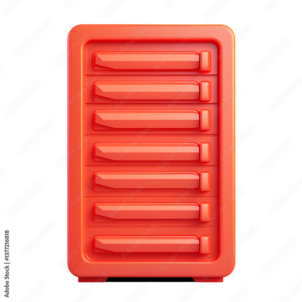 Poster abstract red server rack data storage digital technology 3d render modern design clean minimalist
