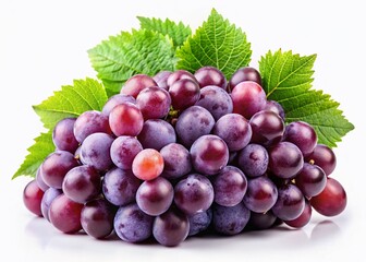 Fototapeta premium Fresh Juicy Green Grapes Bunch Isolated on White Background - Stock Photo