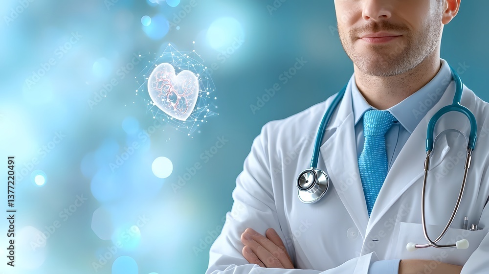 Poster cutting edge ai powered wearable stethoscope device that provides continuous heart and lung tracking
